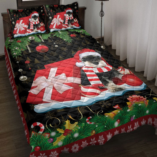 Miniature Schnauzer Dog Merrymas Dog Bedding Set, Christmas Beddings, Xmas Bedding Sets