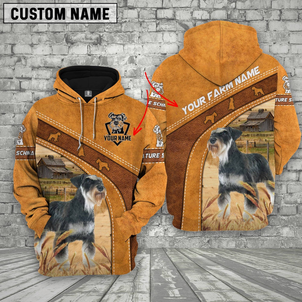 Miniature Schnauzer Races Custom Name Printed 3D Hoodie, Farmer Hoodie, Custom Farm Shirts, Farmer T Shirt