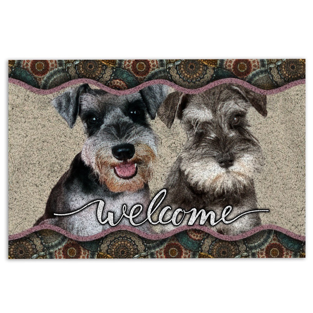 Miniature Schnauzer Welcome Doormat, Miniature Schnauzer Welcome Mandala Pattern For Dog Puppy Lover Welcome, Pets Home Decor Door Mat