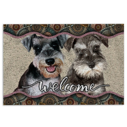 Miniature Schnauzer Welcome Doormat, Miniature Schnauzer Welcome Mandala Pattern For Dog Puppy Lover Welcome, Pets Home Decor Door Mat