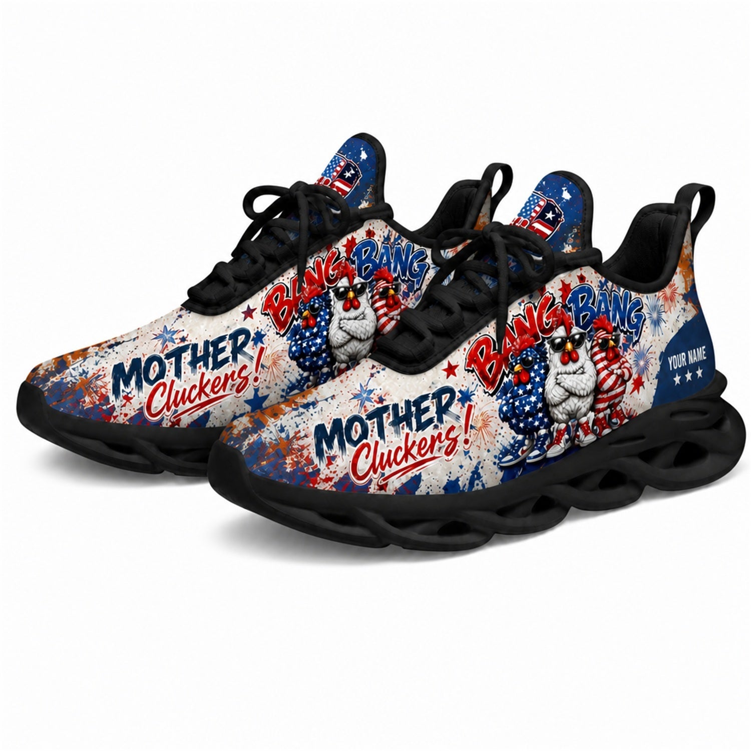 Custom Name Mother Cluckers Chicken Max Soul Shoes, Veteran Sneaker