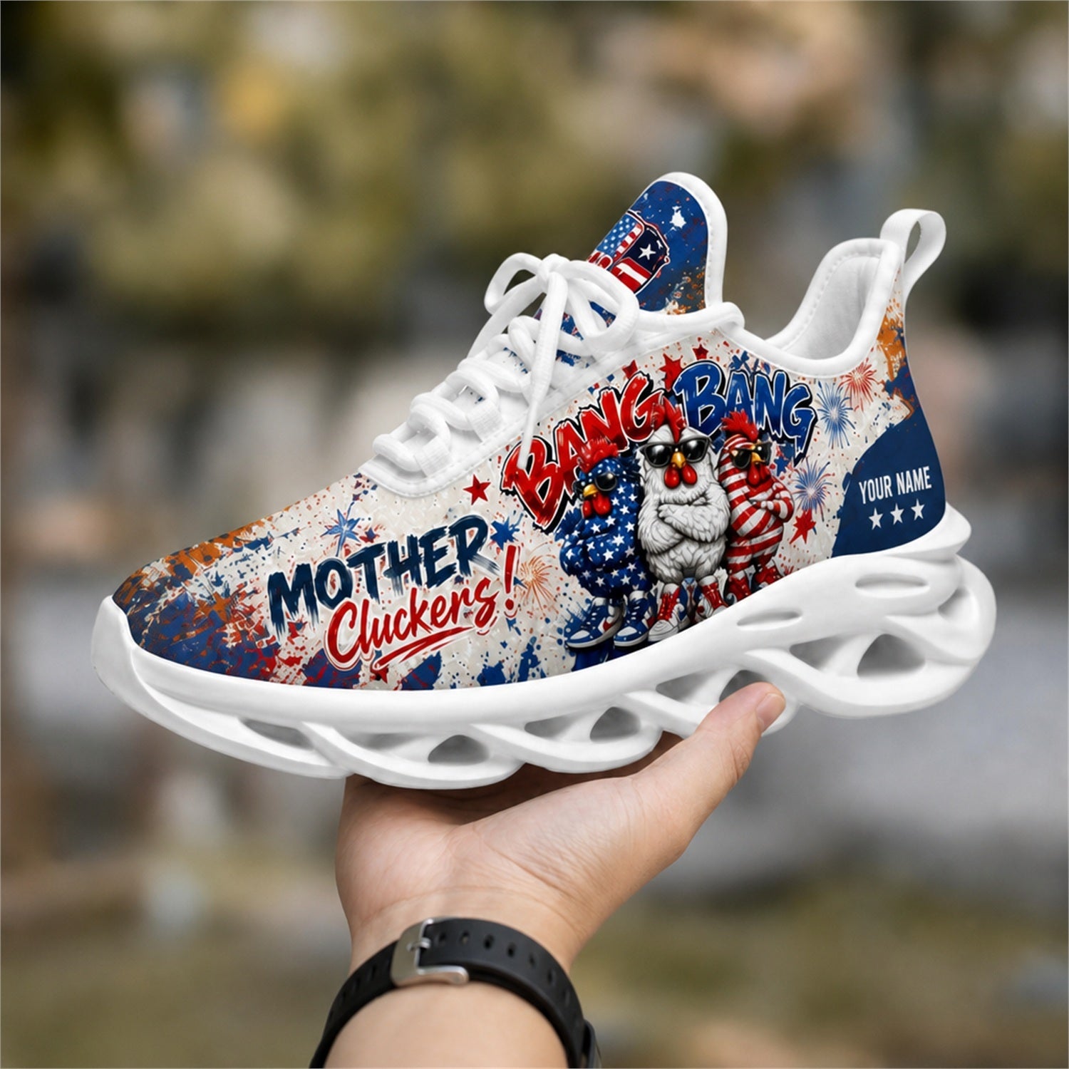 Custom Name Mother Cluckers Chicken Max Soul Shoes, Veteran Sneaker