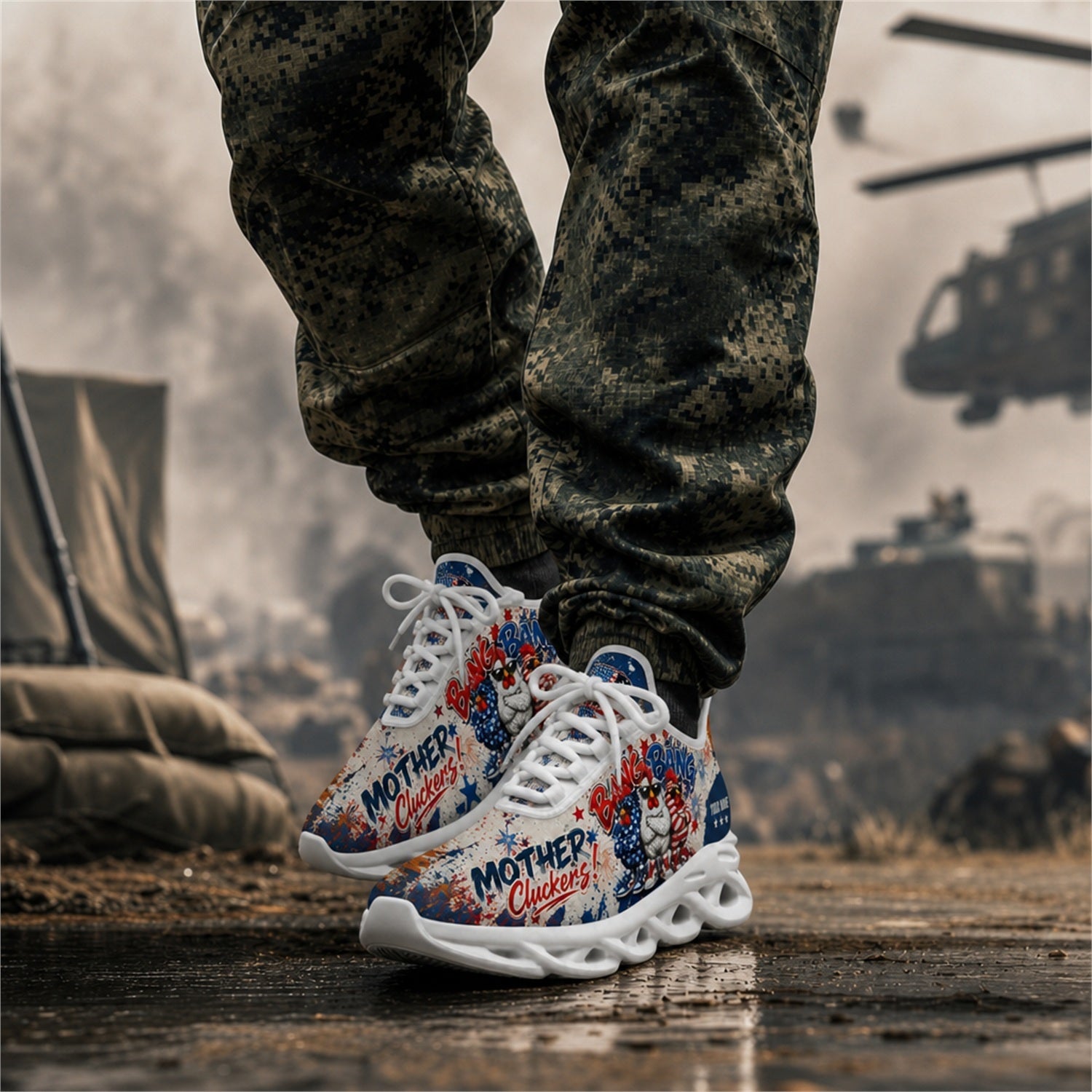 Custom Name Mother Cluckers Chicken Max Soul Shoes, Veteran Sneaker