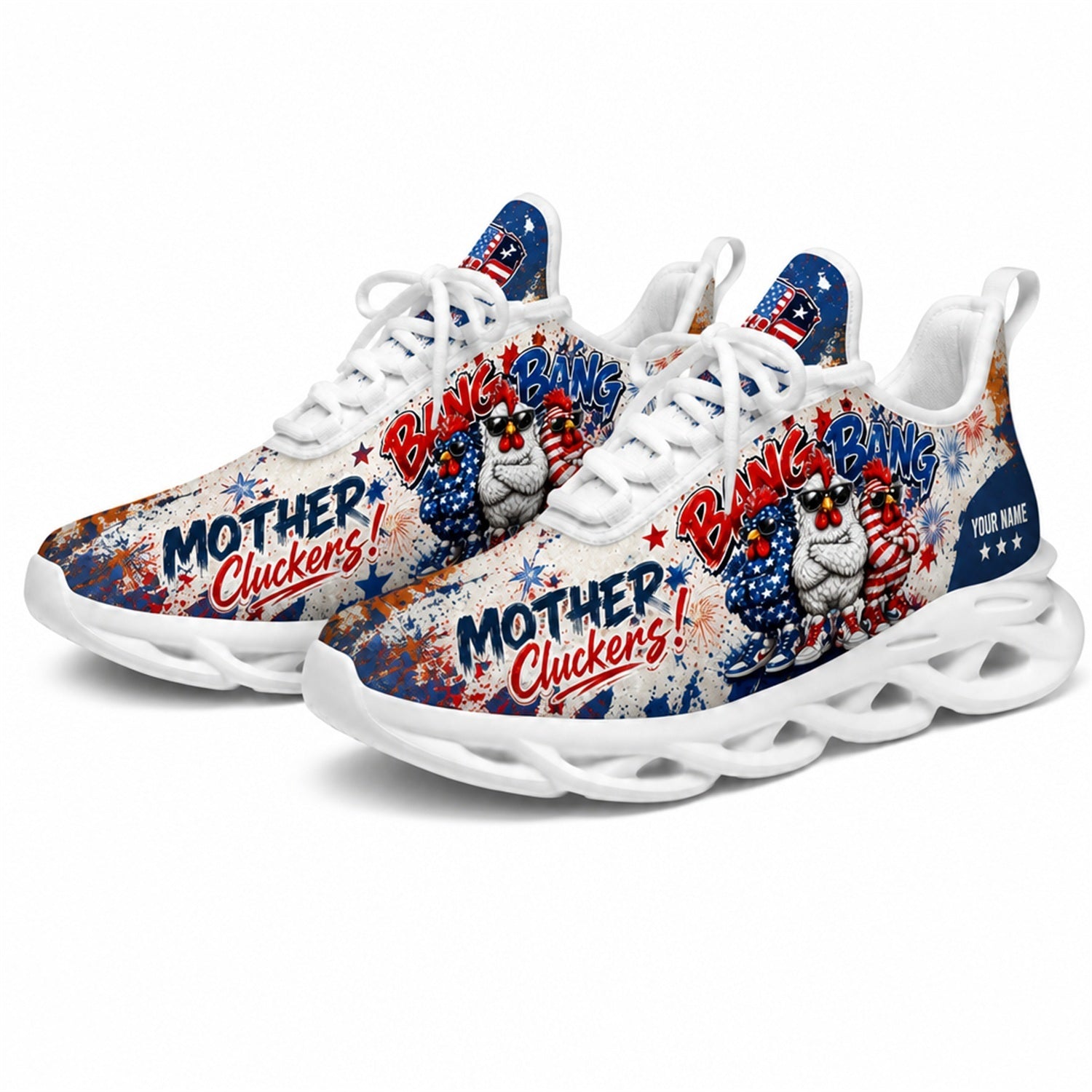 Custom Name Mother Cluckers Chicken Max Soul Shoes, Veteran Sneaker