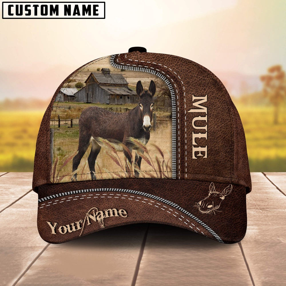 Mule Customized Name Leather Pattern Cap, Farmer Cap, Cap For Farmers, Best Farm Hat, Farm Use Hat