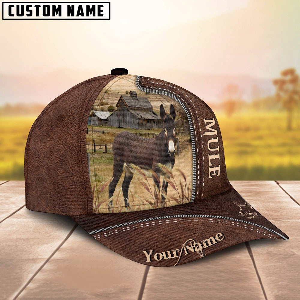 Mule Customized Name Leather Pattern Cap, Farmer Cap, Cap For Farmers, Best Farm Hat, Farm Use Hat