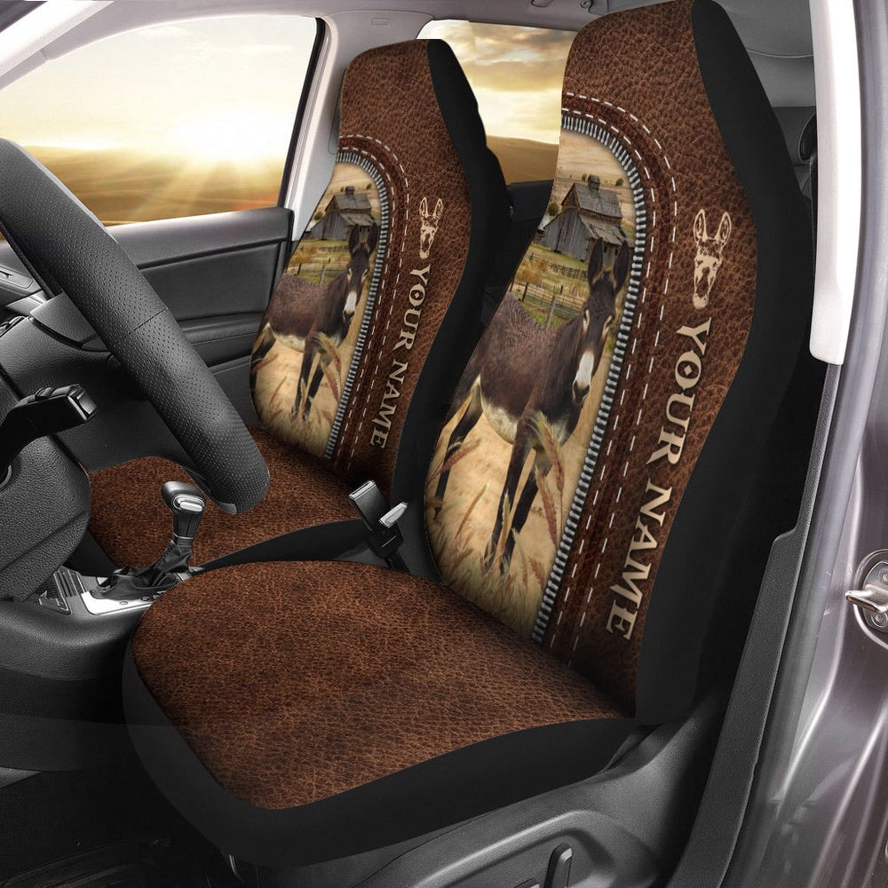 Mule Personalized Name Leather Pattern Car Seat Cover, Car Seat Cover, Farm Car Seat Cover, Pet Seat Covers