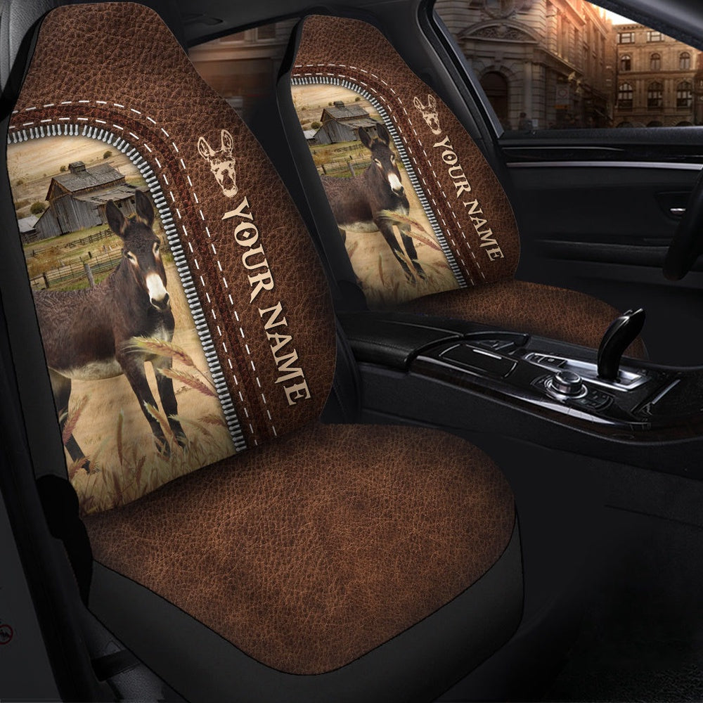 Mule Personalized Name Leather Pattern Car Seat Cover, Car Seat Cover, Farm Car Seat Cover, Pet Seat Covers