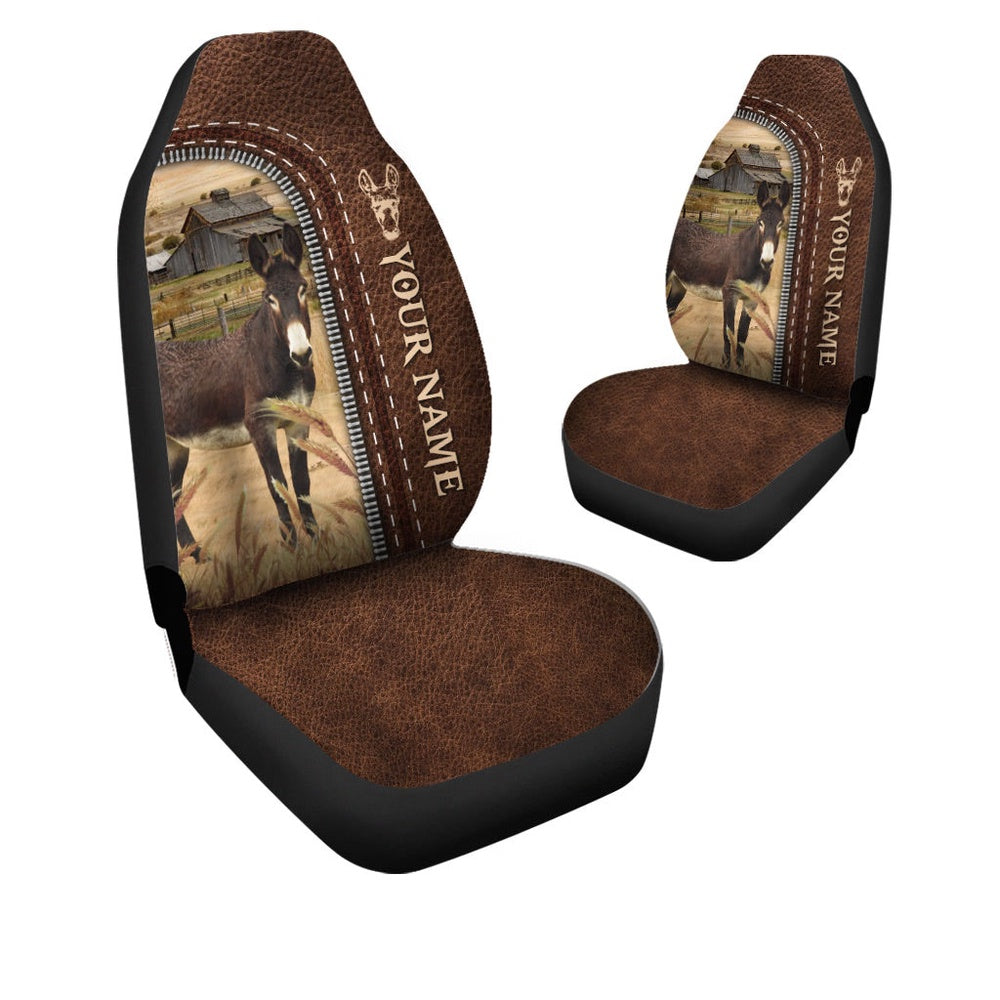 Mule Personalized Name Leather Pattern Car Seat Cover, Car Seat Cover, Farm Car Seat Cover, Pet Seat Covers