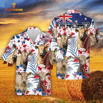 Murray Grey Australian Flag Hawaiian Flowers All Over Printed Hawaiian Shirt, Farm Hawaiian Shirt, Farmer Hawaii