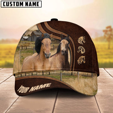 Mustang Horses Dark Brown Pattern Customized Name Cap, Farmer Cap, Cap For Farmers, Best Farm Hat, Farm Use Hat