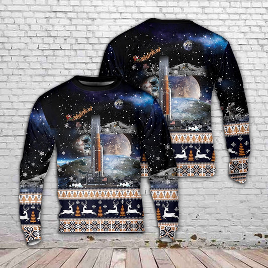NASA Artemis SLS Moon Rocket Christmas Sweater, Christmas Ugly Sweater, Sweater Xmas, Ugly Sweater
