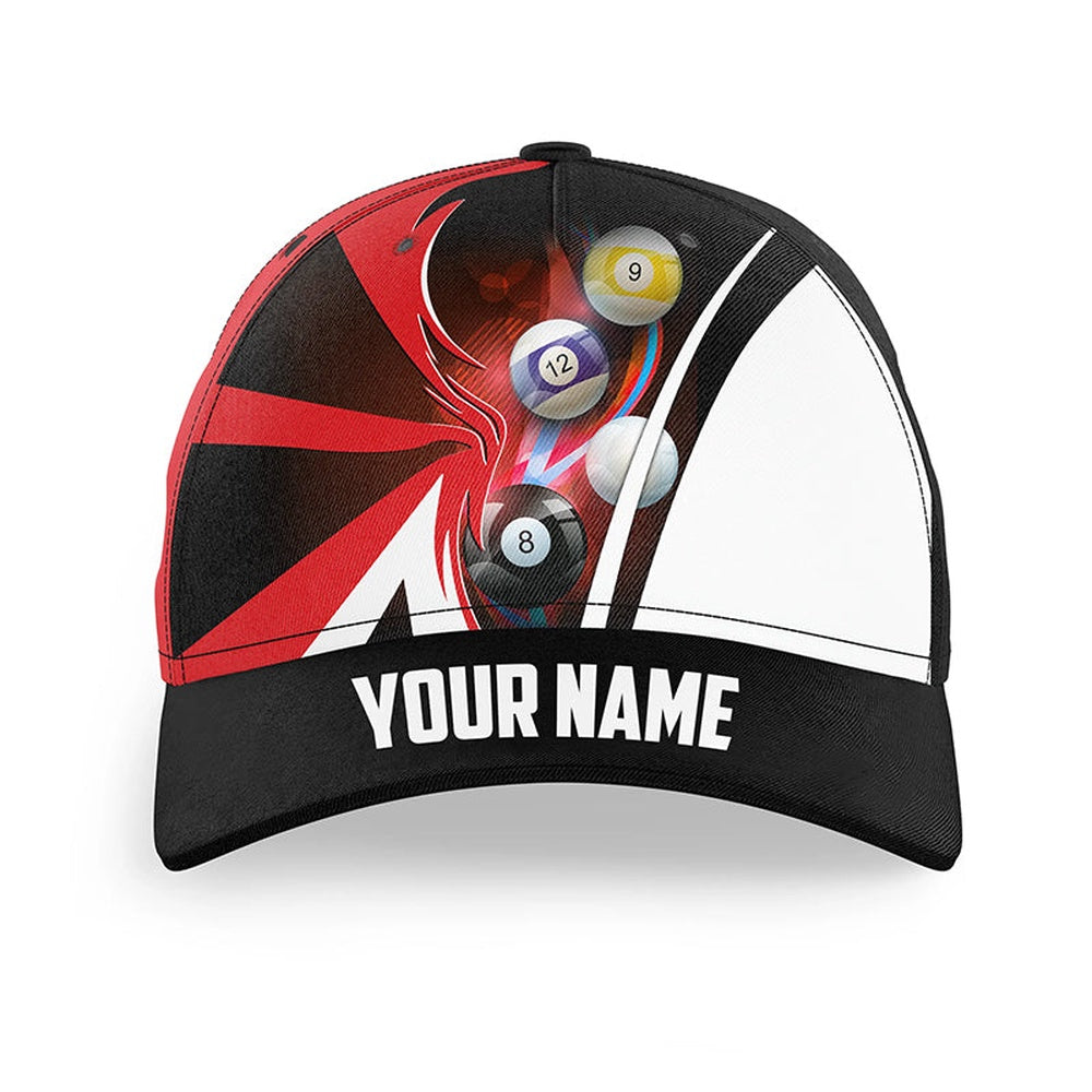 Name Billiard Hats For Pool Player Custom 3D Printed Billiard Baseball Cap Red, Personalized Billiard Team Cap Hats