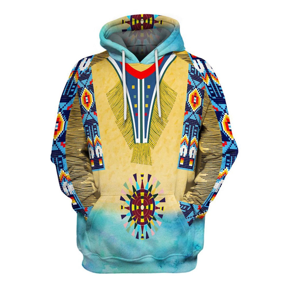 Native American Bright Connecting Pattern All Over Print Hoodie, Native American Hoodie, 3D Native American Hoodie