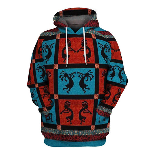 Native American Red Blue Dance Of Indian Chief All Over Print Hoodie, Native American Hoodie, 3D Native American Hoodie