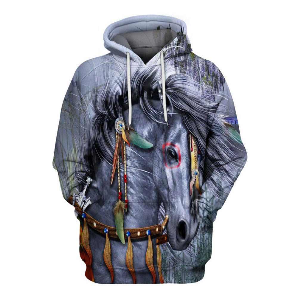 Native American Sadness Of Horse All Over Print Hoodie, Native American Hoodie, 3D Native American Hoodie