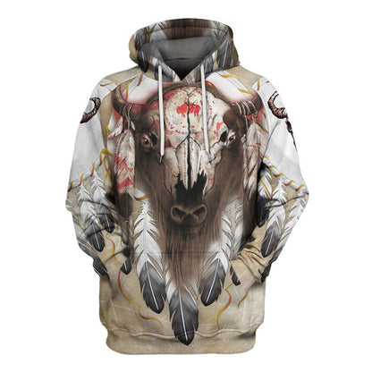 Native American Skull All Over Print Hoodie, Native American Hoodie, 3D Native American Hoodie