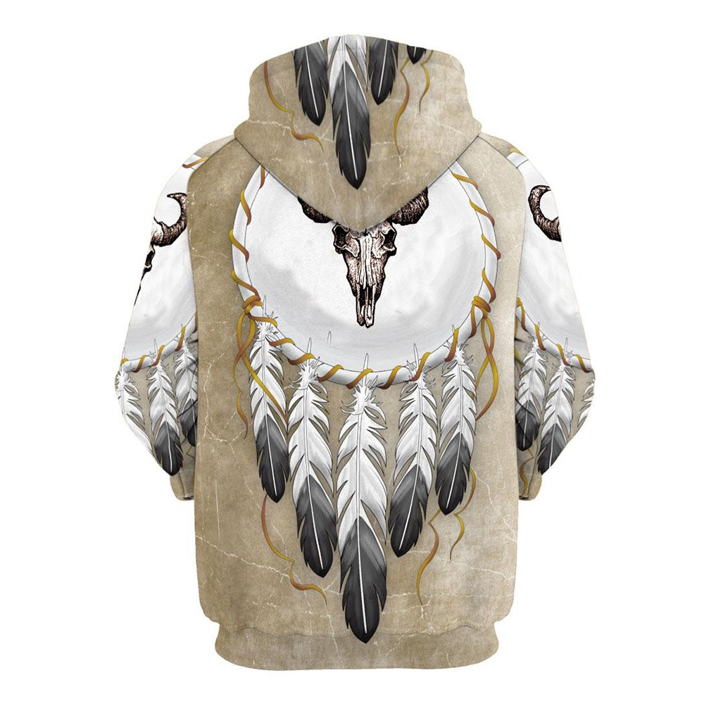 Native American Skull All Over Print Hoodie, Native American Hoodie, 3D Native American Hoodie