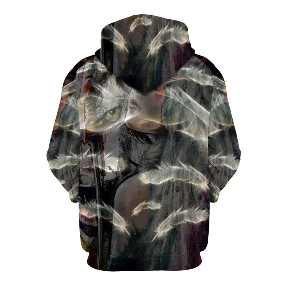 Native American Skull And Eyes All Over Print Hoodie, Native American Hoodie, 3D Native American Hoodie