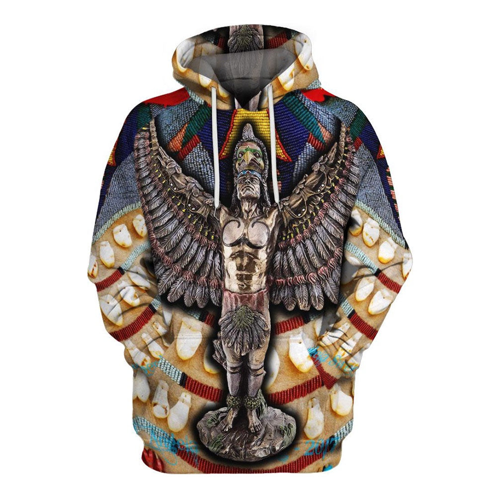 Native American Statue All Over Print Hoodie, Native American Hoodie, 3D Native American Hoodie