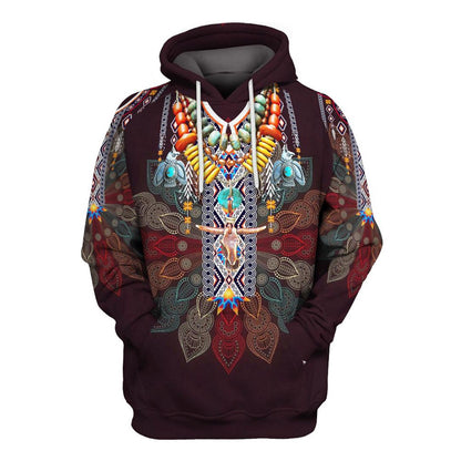 Native American Stones Necklace All Over Print Hoodie, Native American Hoodie, 3D Native American Hoodie