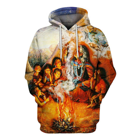 Native American Story Of Indian Chief All Over Print Hoodie, Native American Hoodie, 3D Native American Hoodie