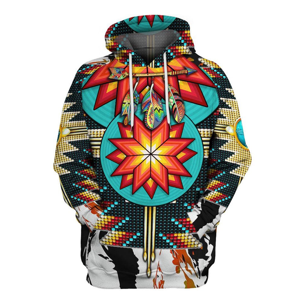 Native American Symmetry All Over Print Hoodie, Native American Hoodie, 3D Native American Hoodie