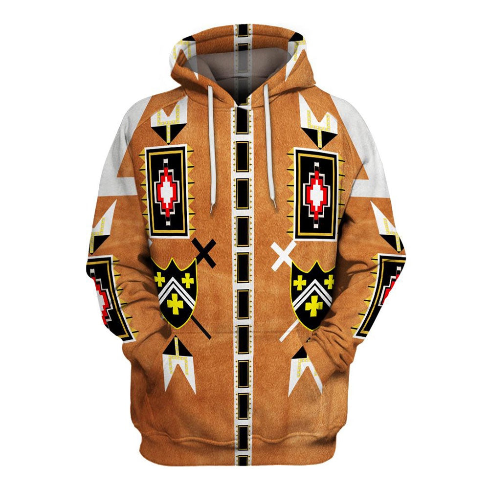 Native American Symmetry Motifs All Over Print Hoodie, Native American Hoodie, 3D Native American Hoodie