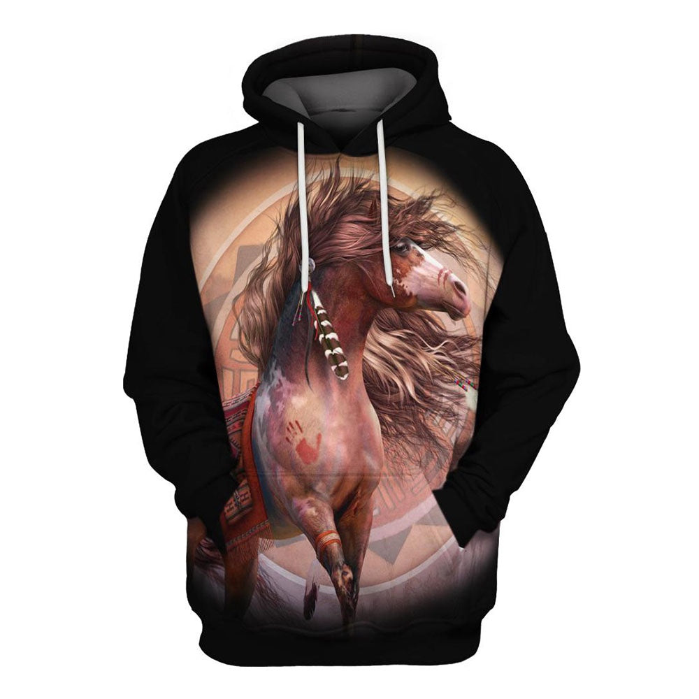 Native American The Adventure Of Horse All Over Print Hoodie, Native American Hoodie, 3D Native American Hoodie