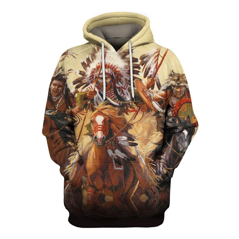Native American The Fight Of Warrior All Over Print Hoodie, Native American Hoodie, 3D Native American Hoodie