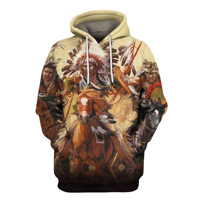 Native American The Fight Of Warrior All Over Print Hoodie, Native American Hoodie, 3D Native American Hoodie