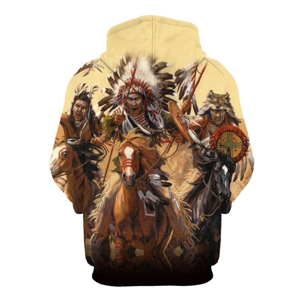 Native American The Fight Of Warrior All Over Print Hoodie, Native American Hoodie, 3D Native American Hoodie