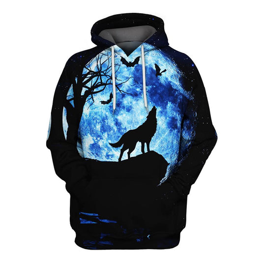 Native American The Wolf And The Bat All Over Print Hoodie, Native American Hoodie, 3D Native American Hoodie