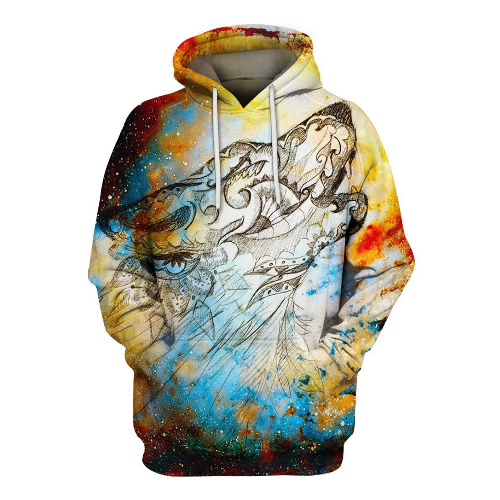 Native American The World Of Wolf All Over Print Hoodie, Native American Hoodie, 3D Native American Hoodie