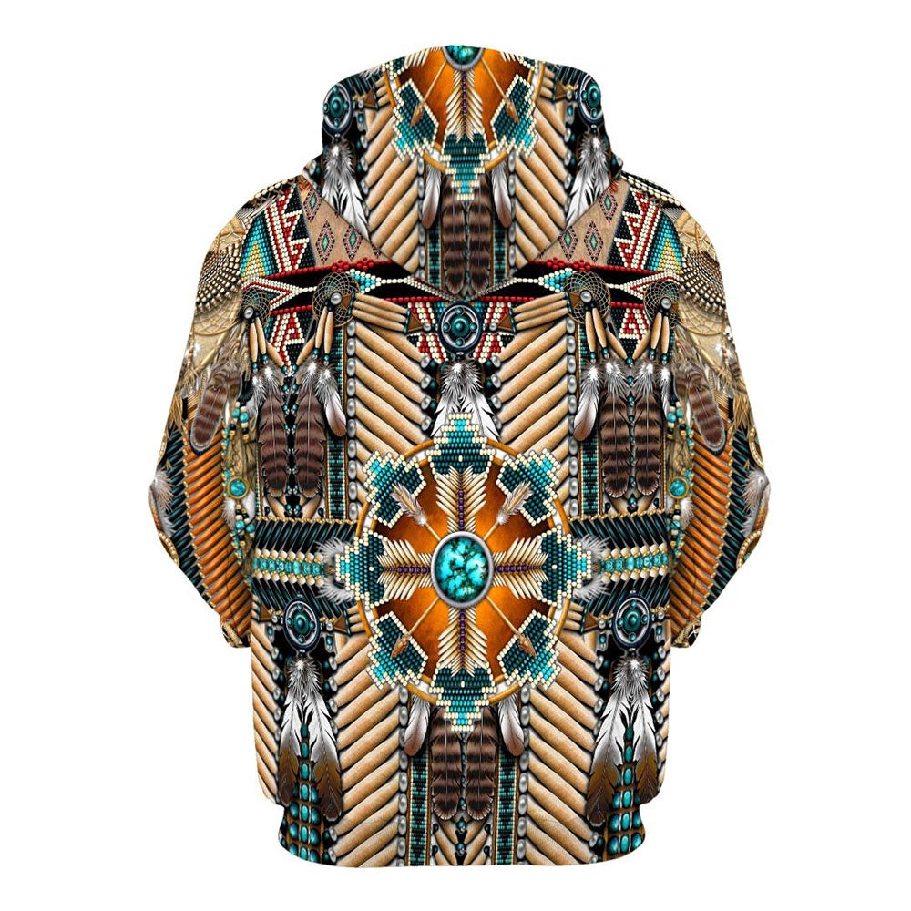 Native American Traditional Feather All Over Print Hoodie, Native American Hoodie, 3D Native American Hoodie