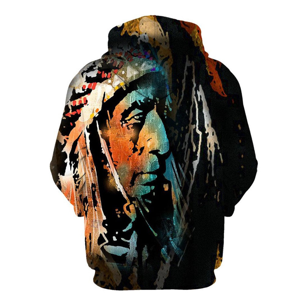 Native American Trail Of Indian Chief Colourful Painting All Over Print Hoodie, Native American Hoodie, 3D Native American Hoodie