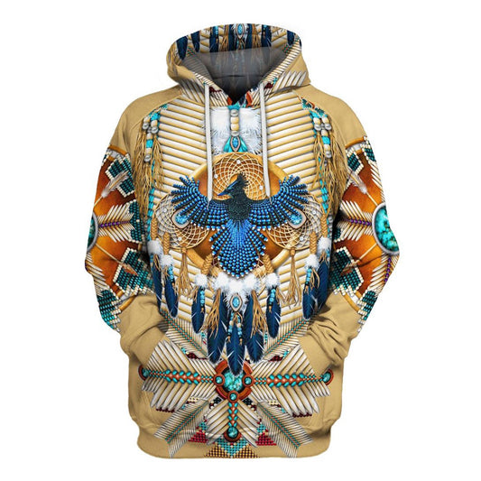 Native American Turquoise Eagle All Over Print Hoodie, Native American Hoodie, 3D Native American Hoodie