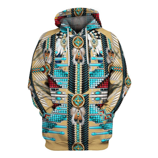 Native American Turquoise Pattern All Over Print Hoodie, Native American Hoodie, 3D Native American Hoodie