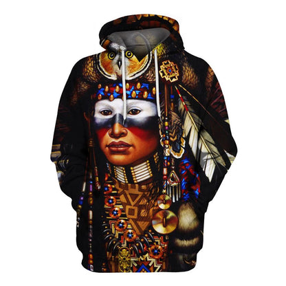 Native American Visual Art All Over Print Hoodie, Native American Hoodie, 3D Native American Hoodie