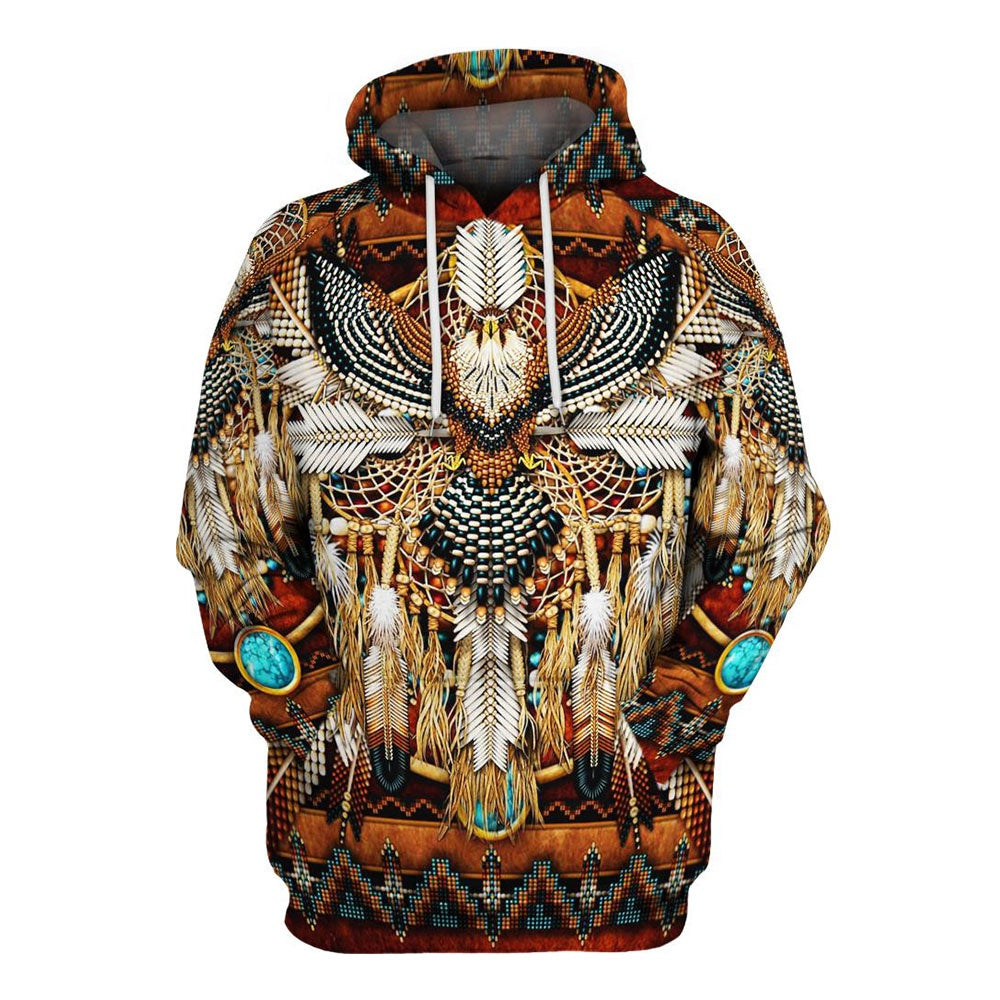 Native American Wingspan Eagle All Over Print Hoodie, Native American Hoodie, 3D Native American Hoodie