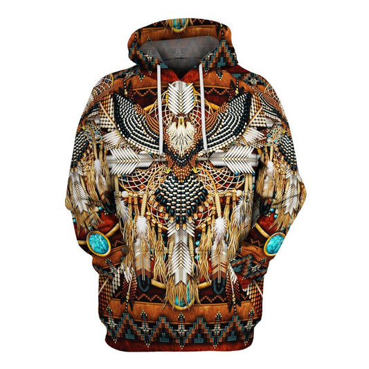 Native American Wingspan Eagle All Over Print Hoodie, Native American Hoodie, 3D Native American Hoodie