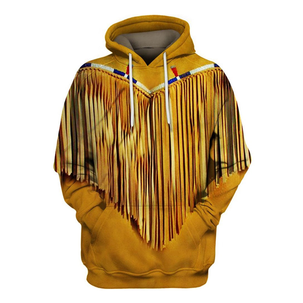 Native American Yellow Pattern All Over Print Hoodie, Native American Hoodie, 3D Native American Hoodie