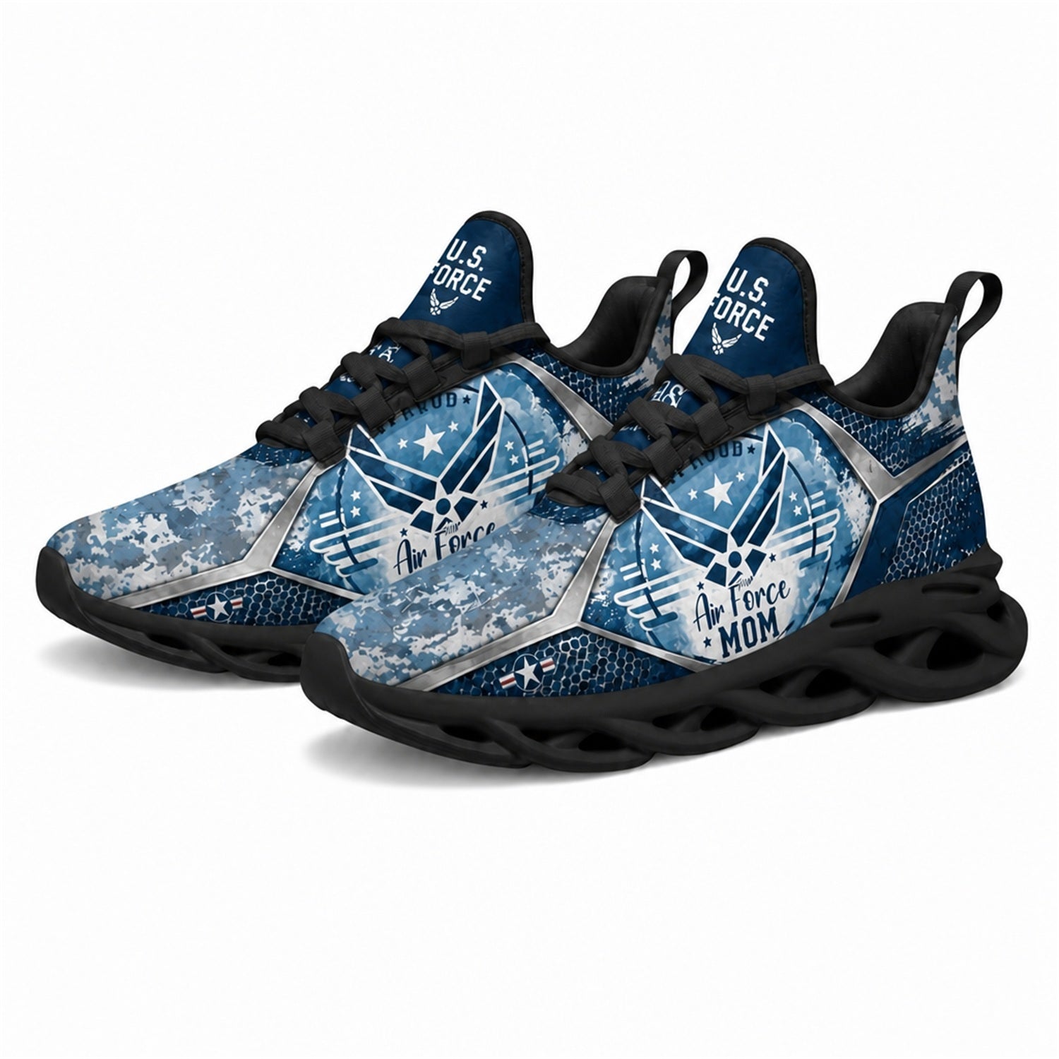 Custom Name Navy Mom Compass Max Soul Shoes, Veteran Sneaker
