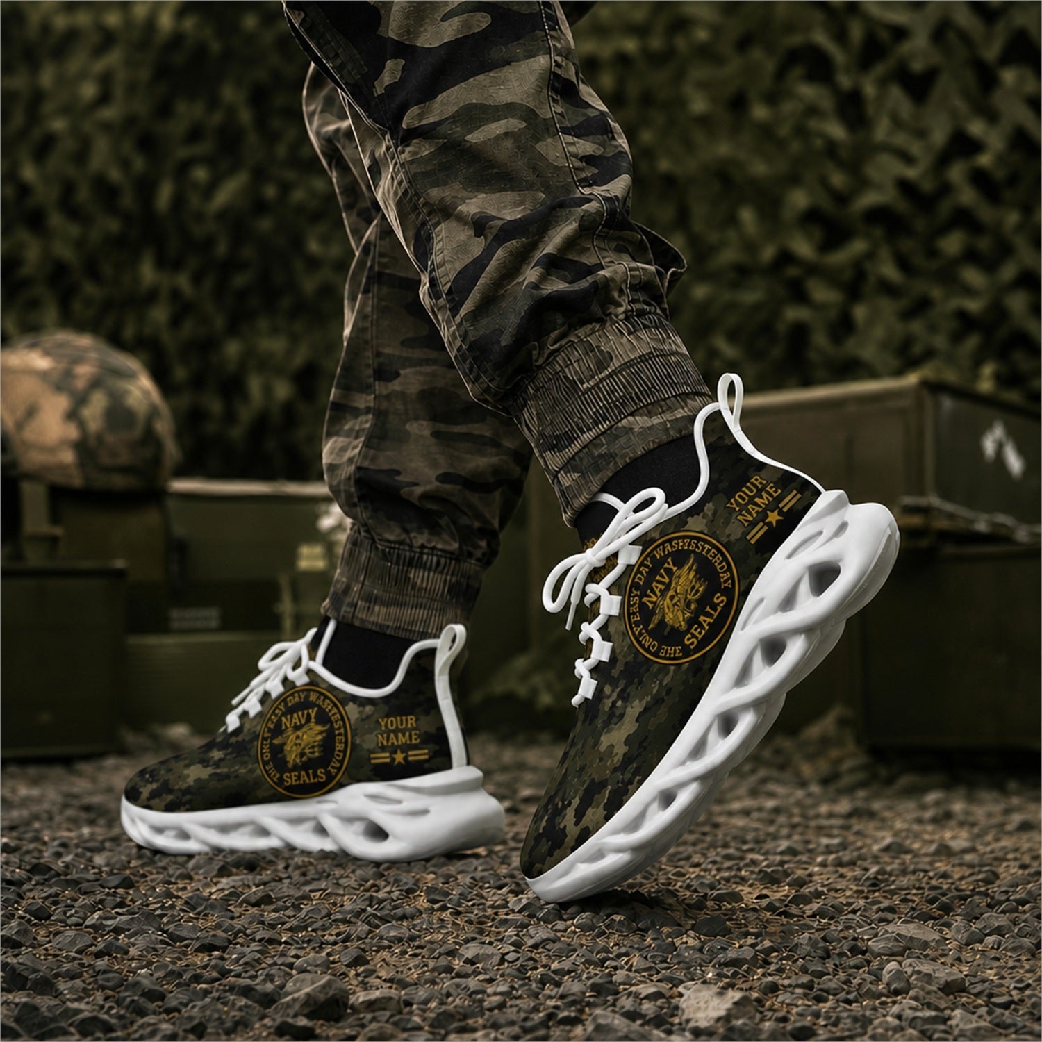Custom Name Navy Seals Veteran Max Soul Shoes, Veteran Sneaker
