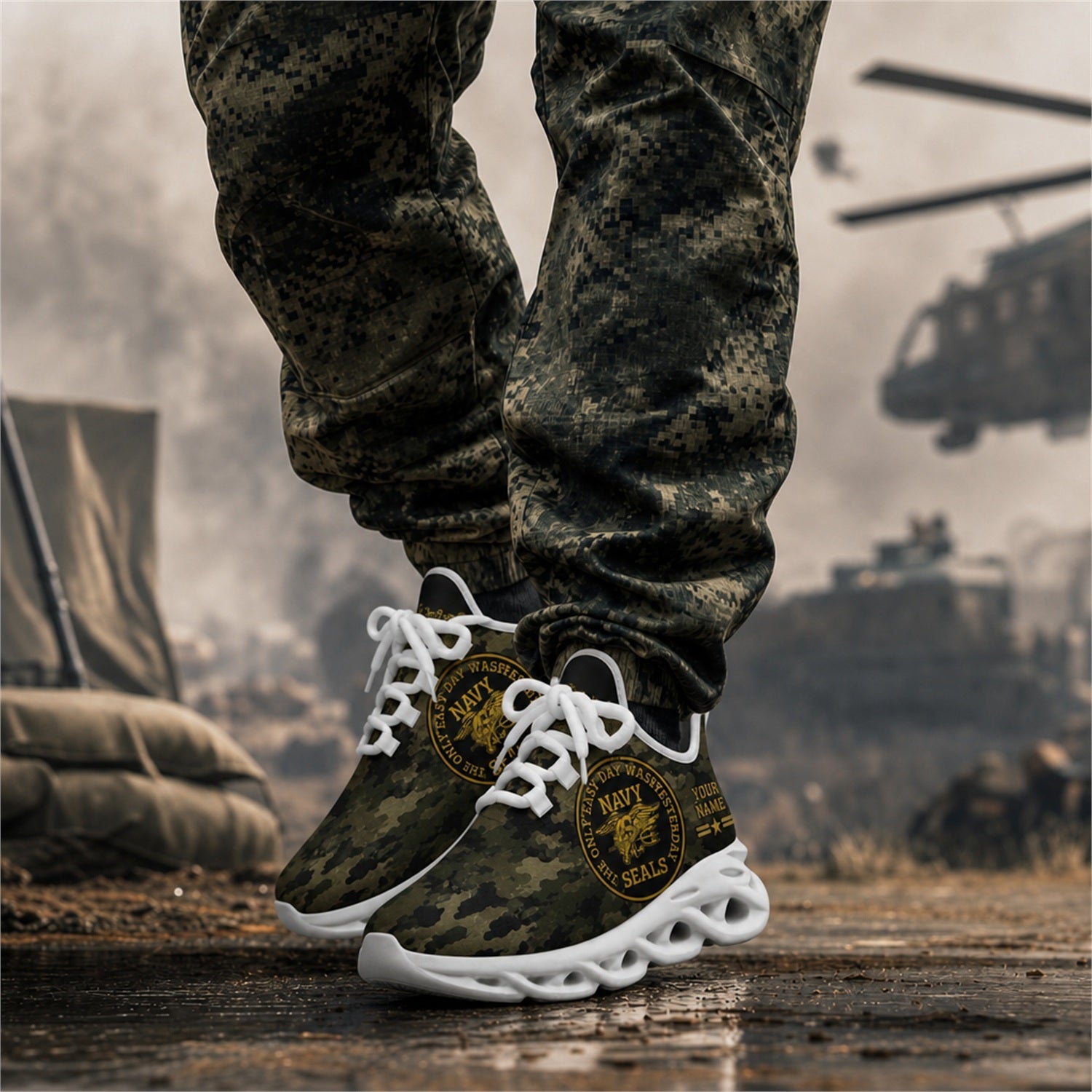 Custom Name Navy Seals Veteran Max Soul Shoes, Veteran Sneaker