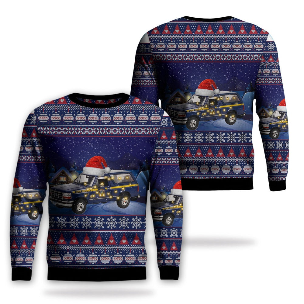 New York State Police - 1996 Ford Bronco XLT Christmas AOP Ugly Sweater, Christmas Ugly Sweater, Sweater Xmas, Ugly Sweater