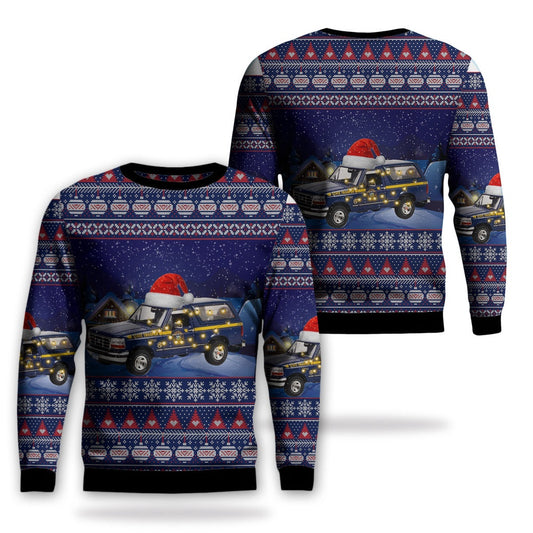 New York State Police - 1996 Ford Bronco XLT Christmas AOP Ugly Sweater, Christmas Ugly Sweater, Sweater Xmas, Ugly Sweater
