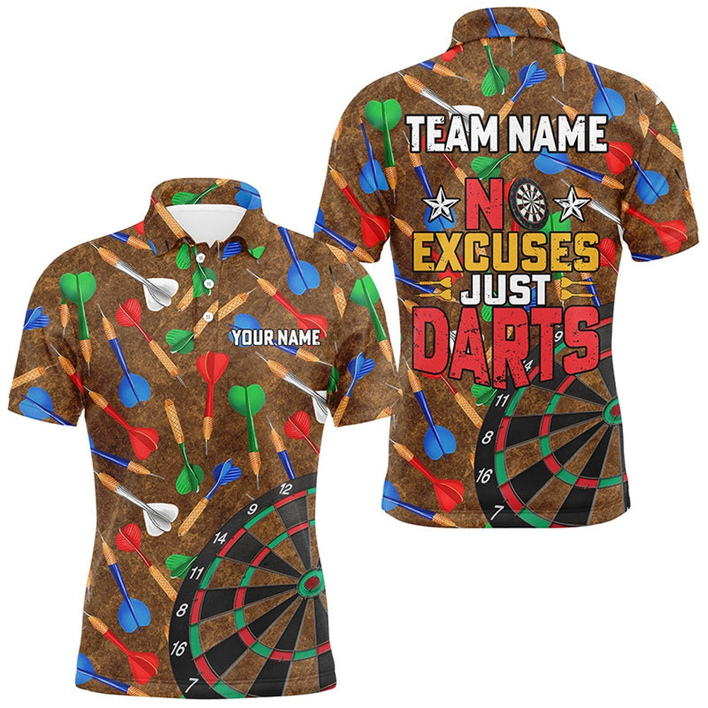 No Excuses Just Darts Custom Colorful Arrow Dart Shirts, Funny Dart Shirts For Men Dart Polo, Darts Team Polo Shirt