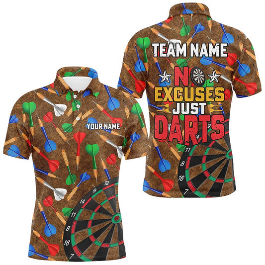 No Excuses Just Darts Custom Colorful Arrow Dart Shirts, Funny Dart Shirts For Men Dart Polo, Darts Team Polo Shirt