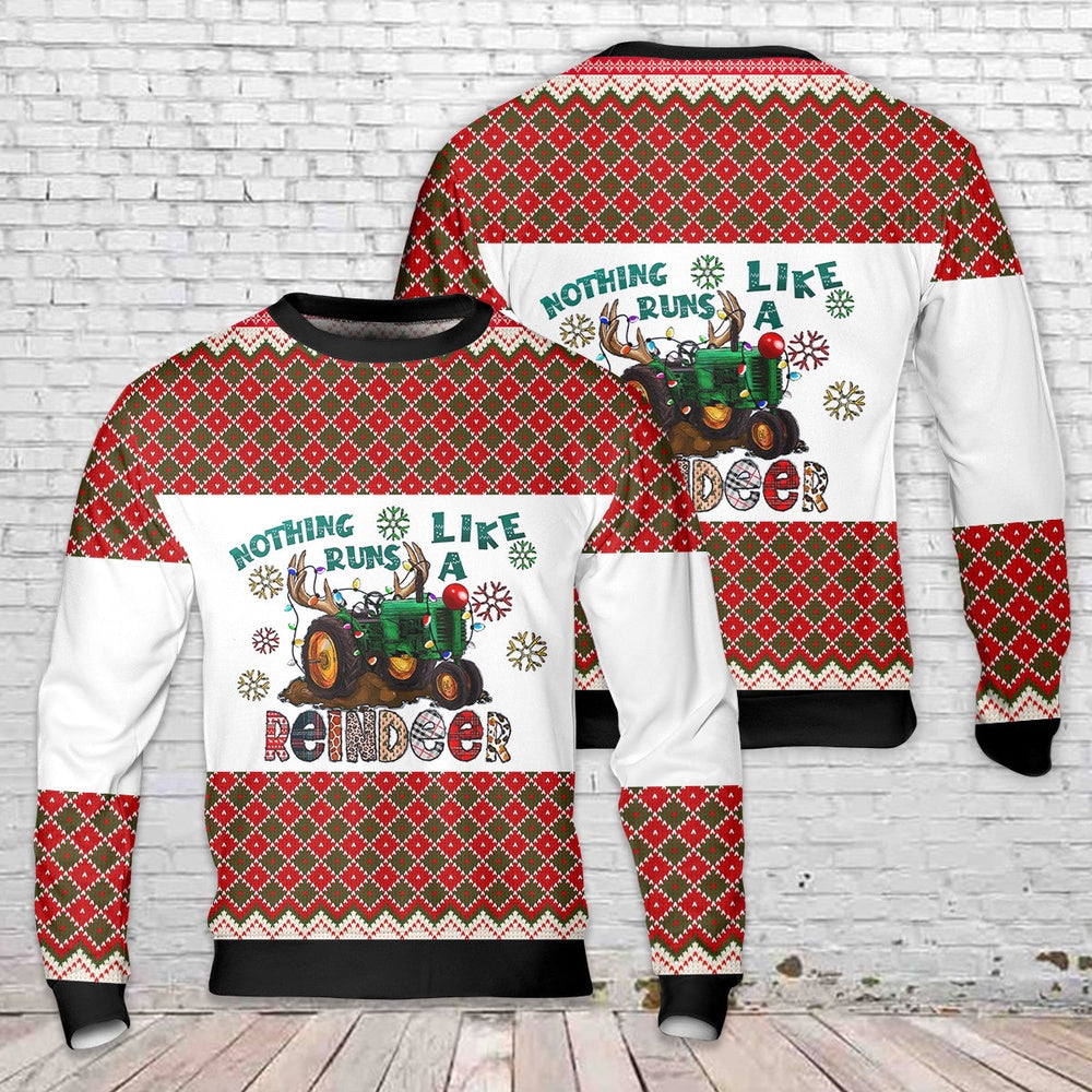 Nothing Runs Like a Reindeer Tractor Christmas Sweater, Christmas Ugly Sweater, Sweater Xmas, Ugly Sweater